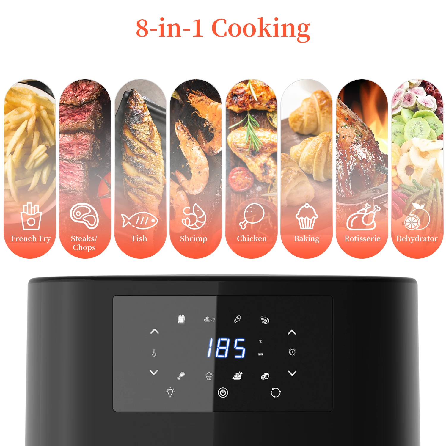 2023 Hot Sales Air Fryer Oven 1700W Digital Display Wholesale Air Vacuum Fryer 12L with Multiple Accessories