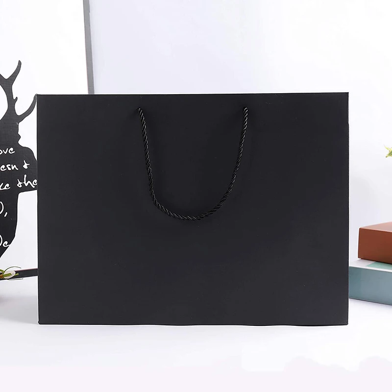 Wholesale custom printed  luxury shopping gift handle black paper bag with paper bags with your own logo