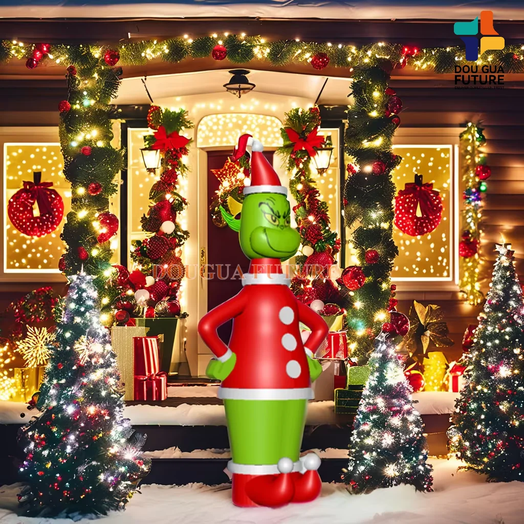 32.FT Outdoor Christmas Advertising Inflatable Giant Grinch with Hat for Yard Decorations Xmas Decor