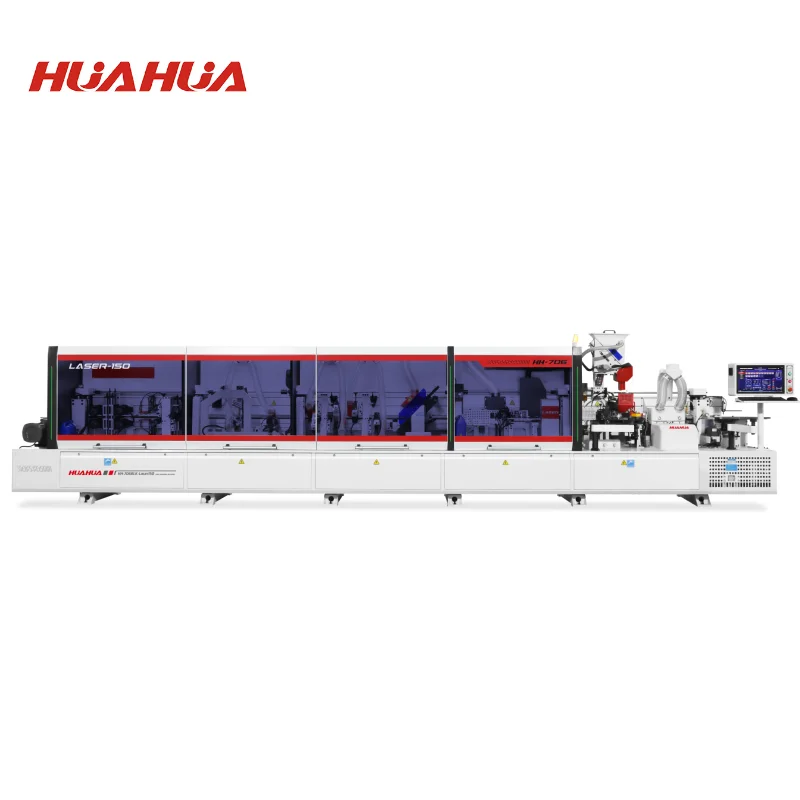 HUAHUA HH-706RLK-Laser300 Manufacture Design Double Glue Pot With Double Buffing Linear Laser Edge Banding Machine