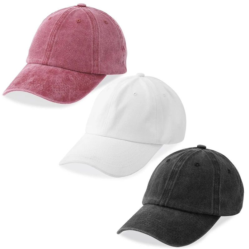 Washed Vintage 6 Panel Adjustable Men Women Denim Plain Unstructured Baseball Dad Jeans Caps With Custom Logo