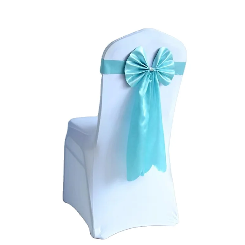big Bow Three-dimensional Flowers Colorful Organza Stretch Chair Sashes for Wedding