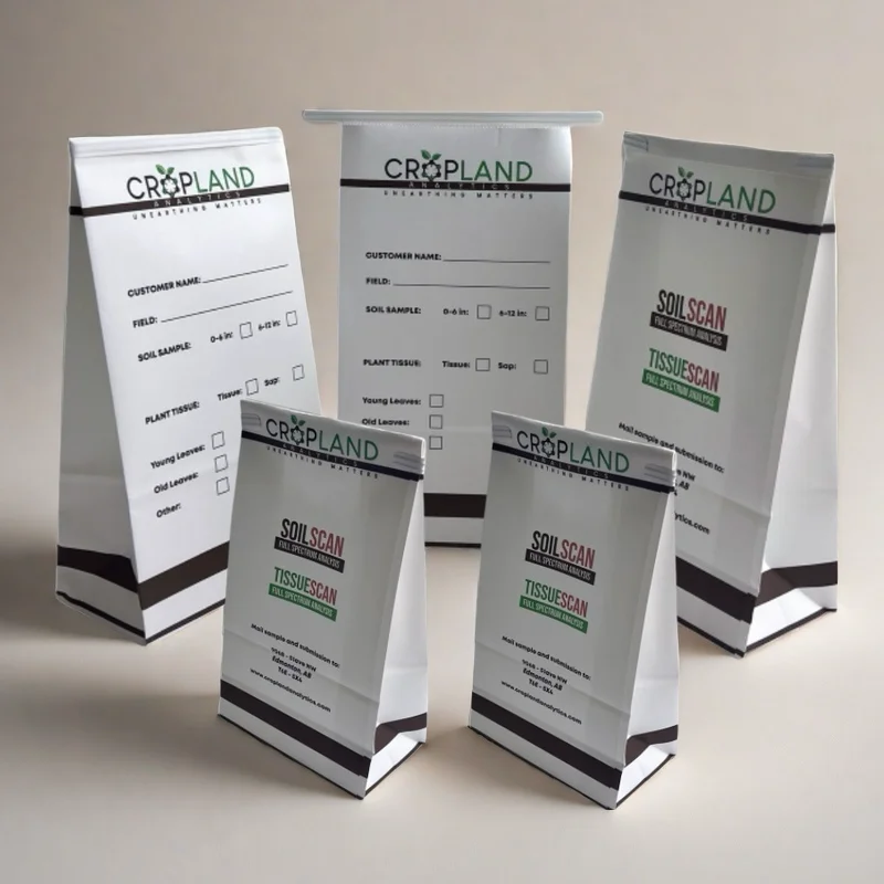 Biodegradable white kraft paper bags for packaging tin tie bag packing croplan tin tie kraft soil sample bag  printed custom