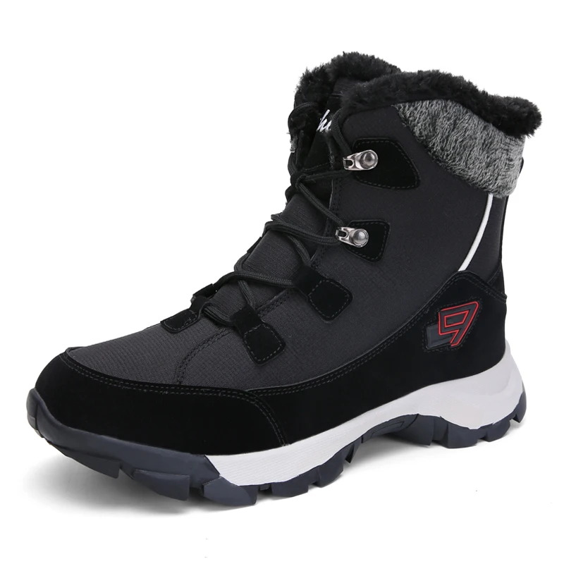 
2019 Wholesale Outdoor waterproof leather ladies winter warm snow boots casual men women ankle boots shoes 