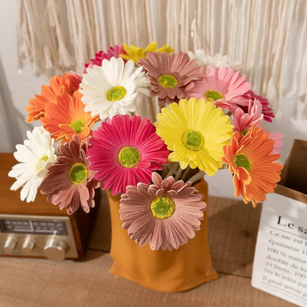 High Quality Artificial PU Real Touch Gerbera Daisy Faux Daisy Flowers For Home Wedding Table Center Decoration