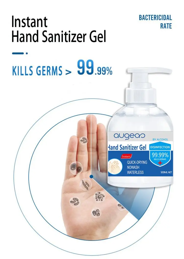 
China hand sanitizer Augeas brands wholesale manufacturers fast dry portable instant antibacterial alcohol hand sanitizer gel 