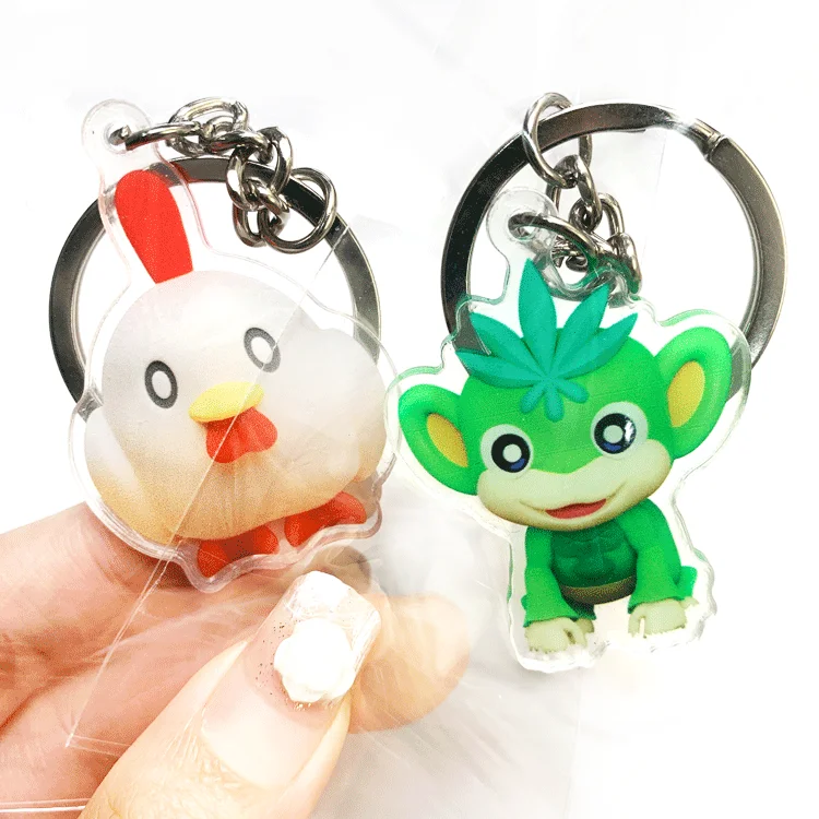 Wholesale Customized Print Plastic Kawaii Palworld Designs Metal Keyring Acrylic Keychains for Gifts
