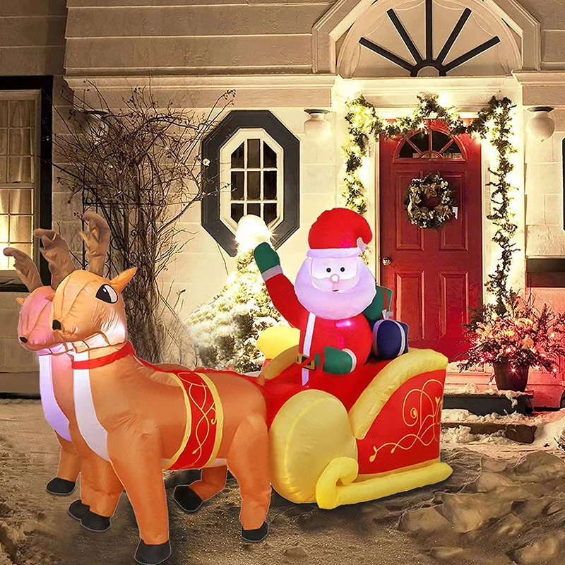 New Products Outdoor Decoration 26Ft Model Riding On Sleigh With Christmas Inflatable Santa Claus