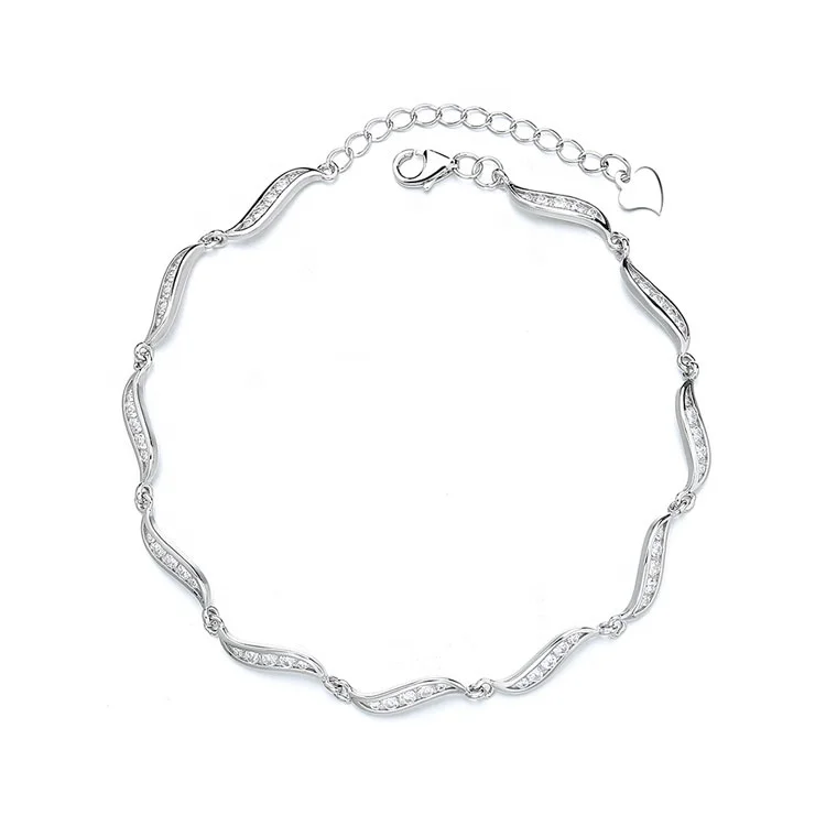 Yaeno Jewelry Rhombus Charm Woven Chain Bracelet in Sterling Silver 925 Jewelry for Women