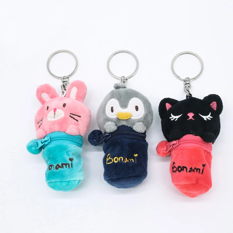 
Plush round zipper animal coin purse 