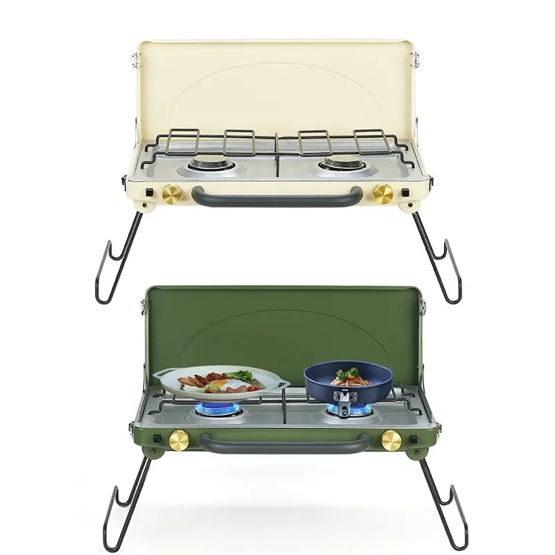 Camping Portable Cassette Stove Portable Butane Outdoor Hiking Cooking Two Burner Camping Gas Stove BBQ Grill