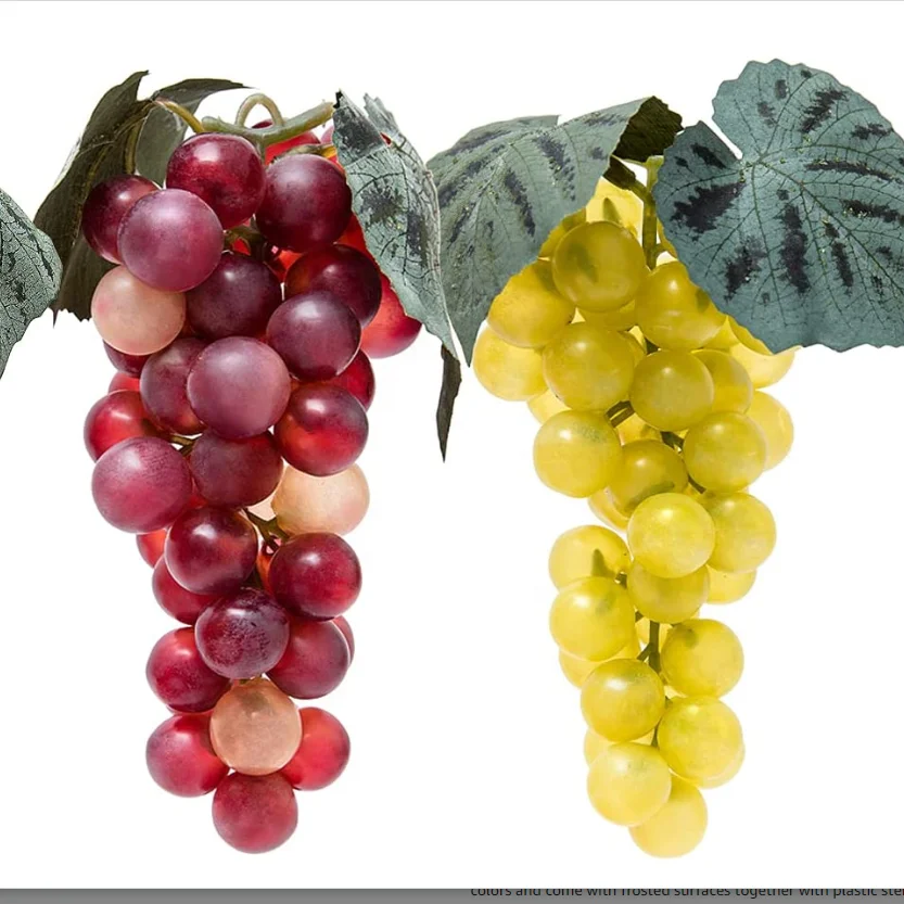 long Bunch Lifelike Artificial Plastic 48Grapes Fake Fruit Food Home Decoration