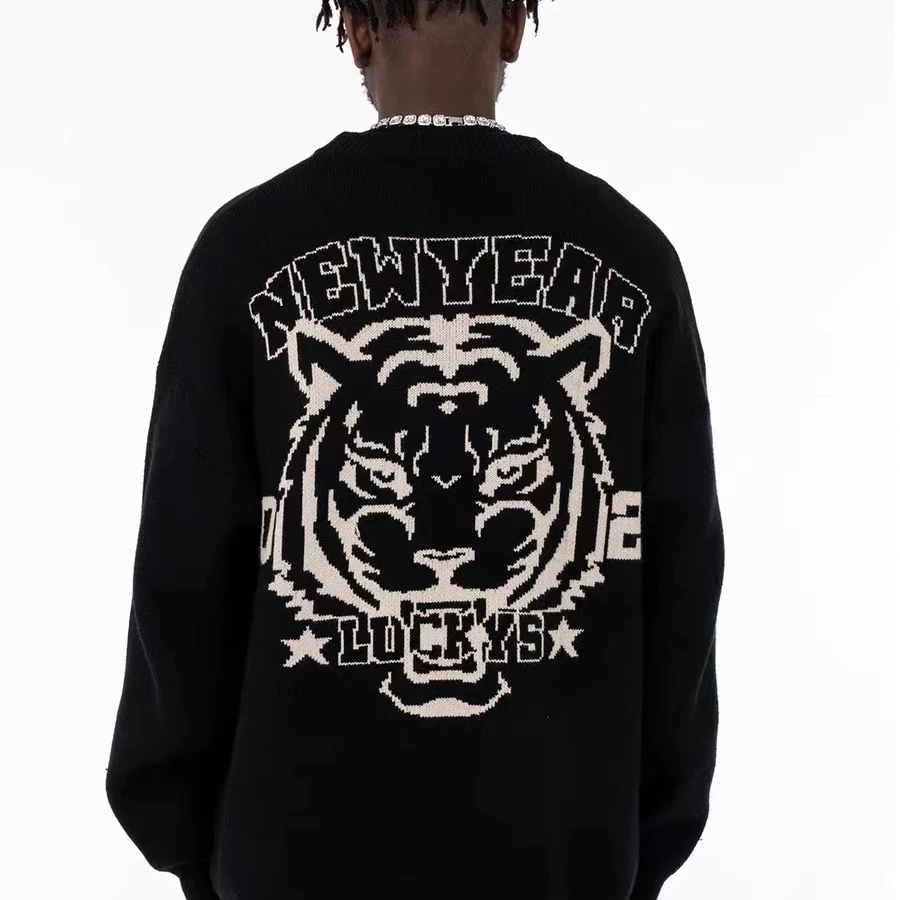 Chinese factory OEM accept small order logo custom jacquard knit sweater