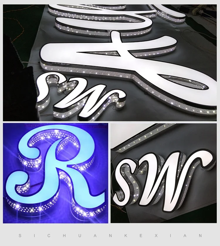 Kexian 3d Acrylic Signs Business Logo Beauty Salon Nail Shop Company Name Sign LED Lighted Channel Letter