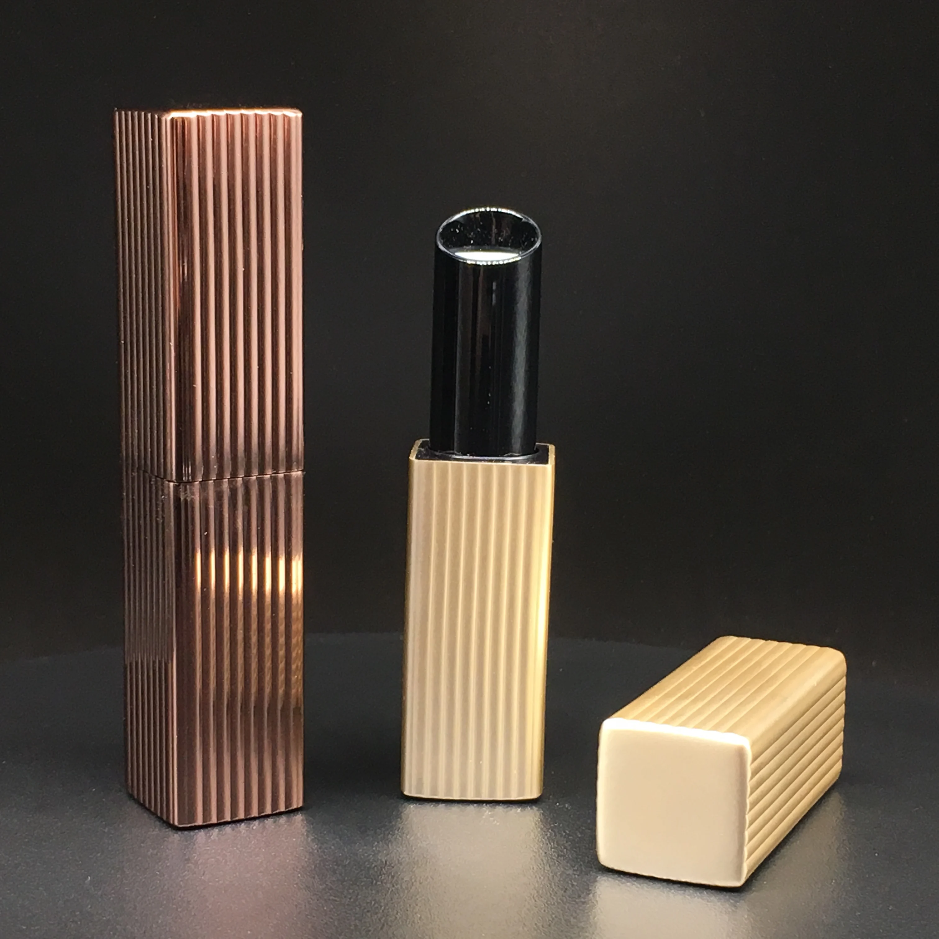 Brown Square Magnet Metal Magnetic Aluminum Plastic Lipstick Container Tube