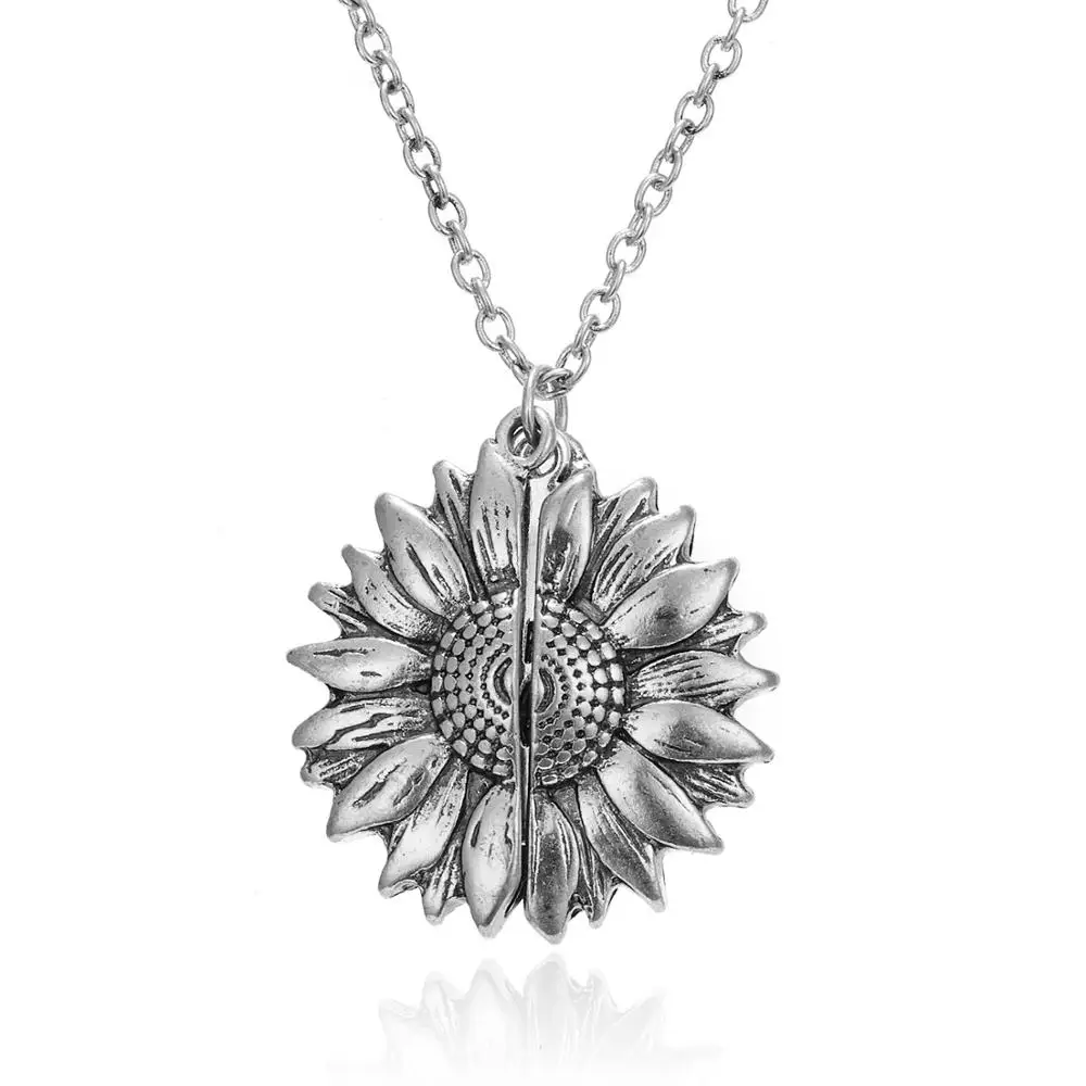 Yiwu Welwish Wholesale Women Metal  Engraved Gift Sunflower Expandable Necklace For Beloved