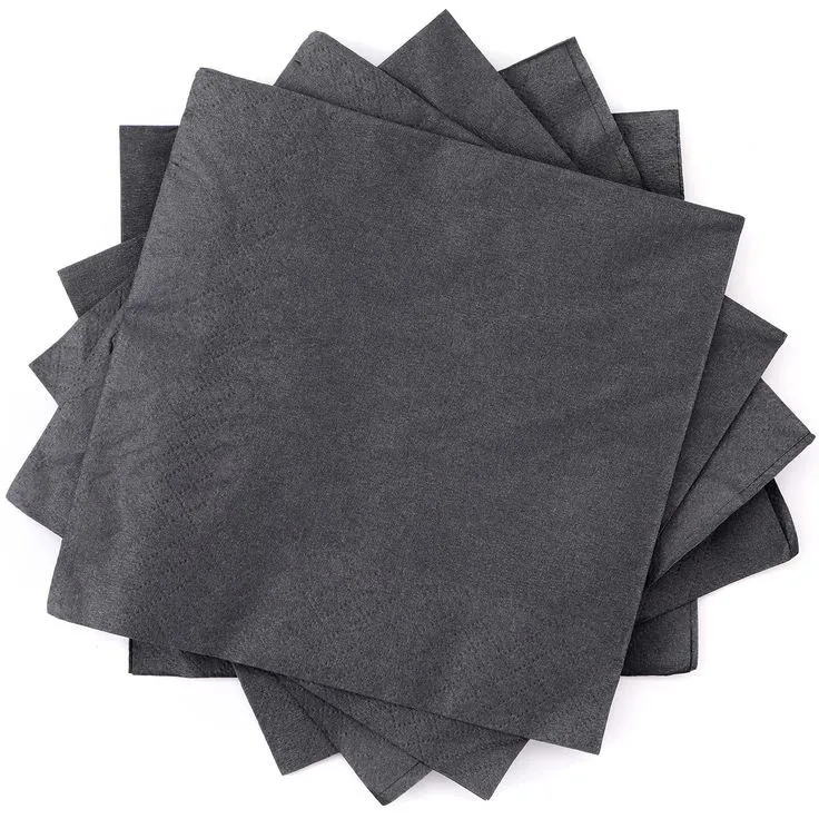 Factory new arrival custom elegant disposable decoupage hot stamping solid black color paper napkins manufacturers