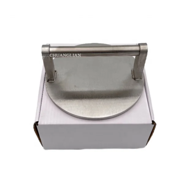 Stainless Steel Flat Bottom Polished Smashed Burger Press Smashing Beef Patties Making Hamburgers Panini