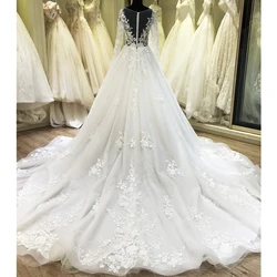 2021 best sale luxury women white wedding dress long sleeves