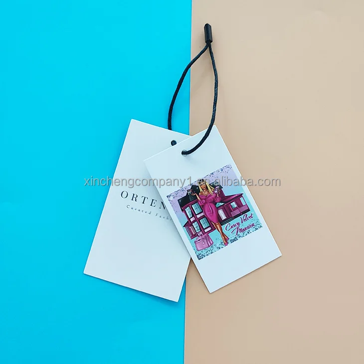 Luxury thick paper custom made garment hangtag swing hang tag rope Embossed label clothing accessories price tag