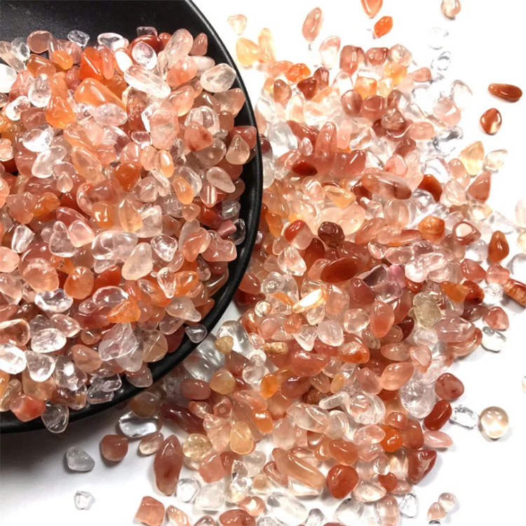 Semi Precious Stone Red Strawberry Quartz Crystal Gravel Tumbled Gemstone For Display