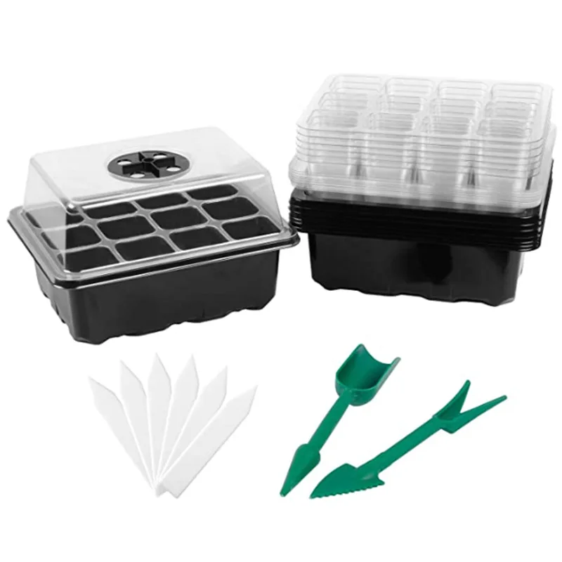 Garden Plant nursery carry tray Grow Box With pots Lid 6 12 Cell Germination Starter plastic cell seed nursery plug trays
