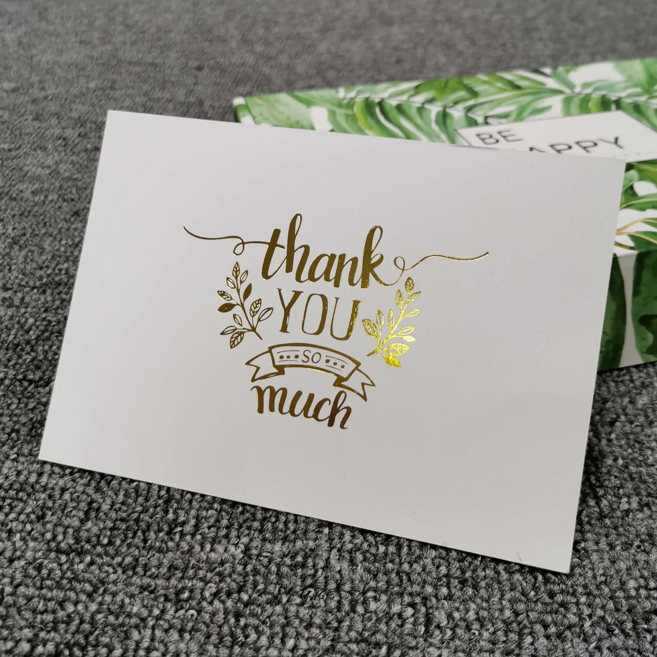 commercial custom  thick paper thank you post card with foil logo for business activity