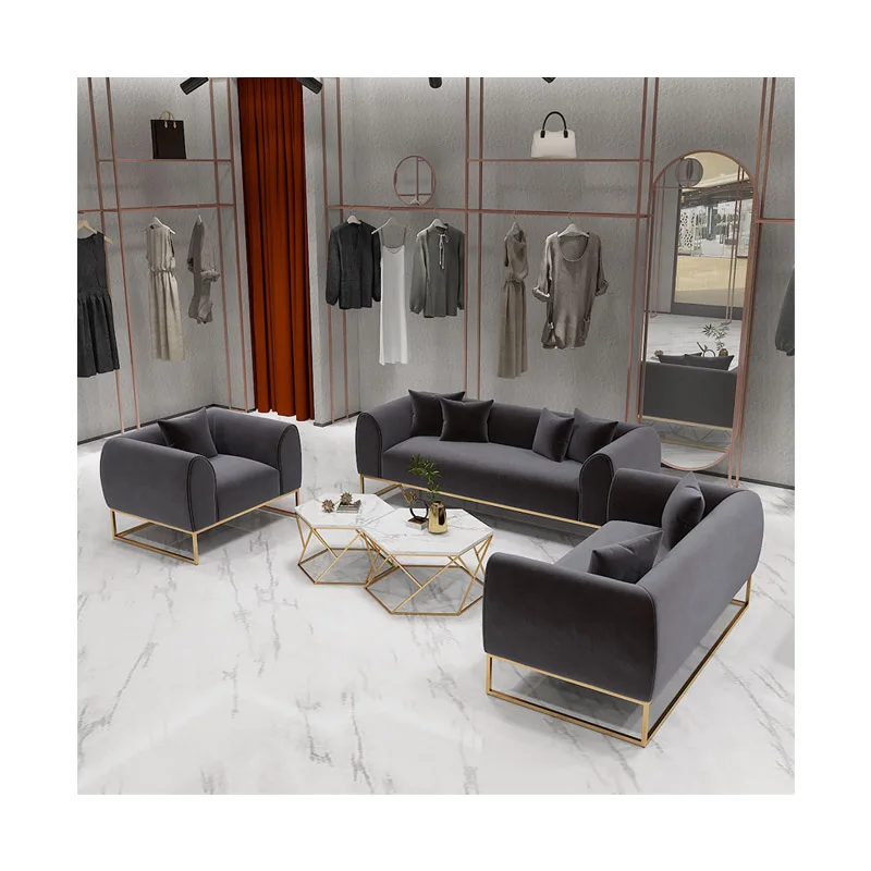 Modern Nordic Luxury Sectional Sofa Set Green And Gold Juego De Sala Elegant Fabric Living Room Sofa For Formal Home Furniture