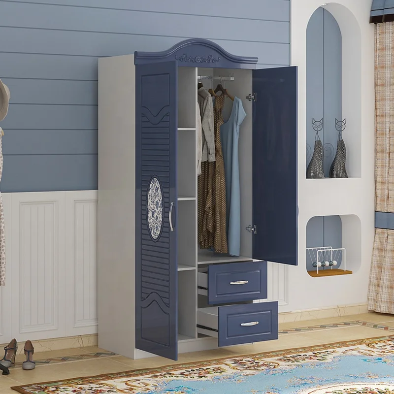 New blue 2 3 4 mdf wardrobe large size customized bedroom wardrobe closet with drawers wooden wardrobe bedroom furniture