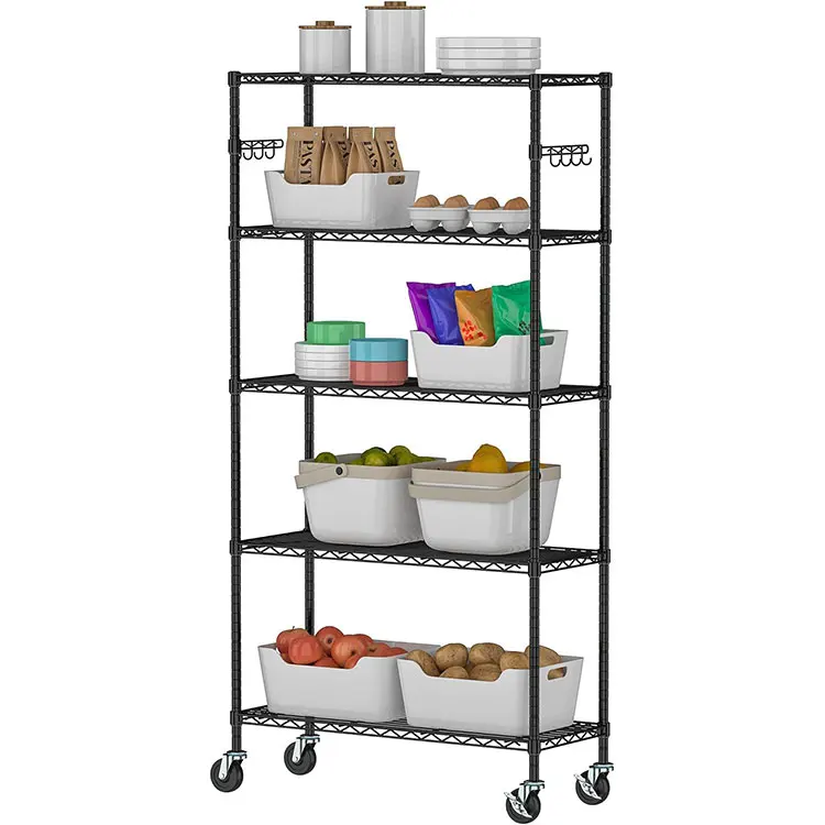 Sheet Metal Storage Rack Commercial Chrome 4 Shelf Metal Powder Coating Wire Shelving Adjustable Wire Rack