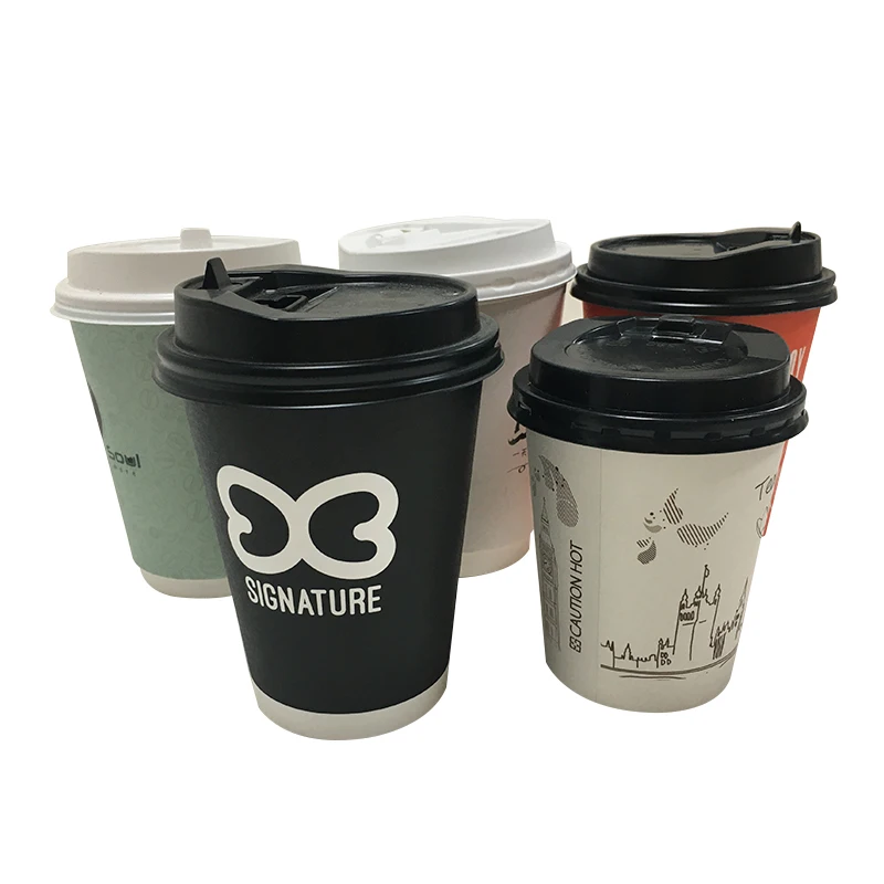 Wholesale Custom Printed Logo Takeaway Disposable Double Wall Paper Coffee Cups