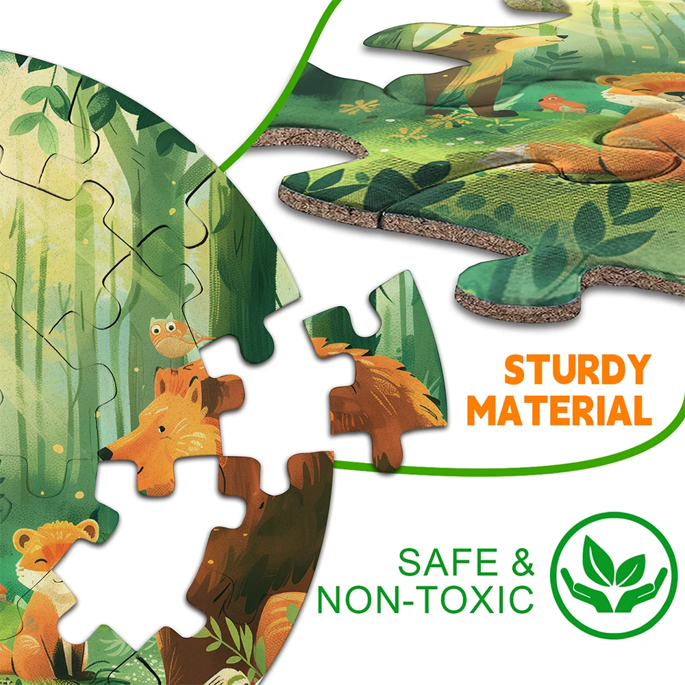 Custom Educational Intellectual Development Toys Kids Animal Forest Giant Jumbo Large Round Floor Jigsaw Puzzle