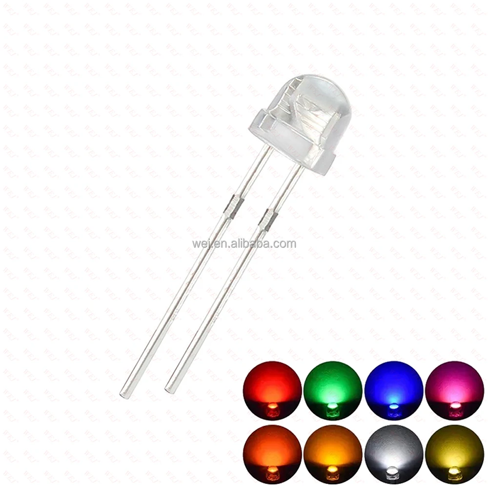 WEJ amber 5mm orange straw hat head through hole diode led water clear lens lamp LED customized lens color