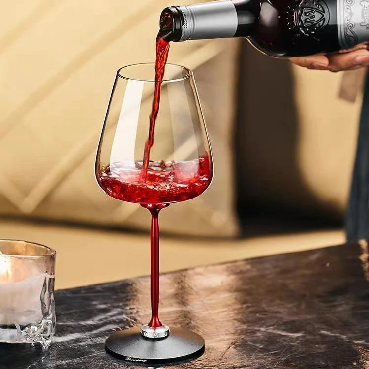 Luxury Gifts Glassware Rotatable Fun Goblet Aluminum Crystal Glass Gravity Glass Automatic Decanting Wine Glass