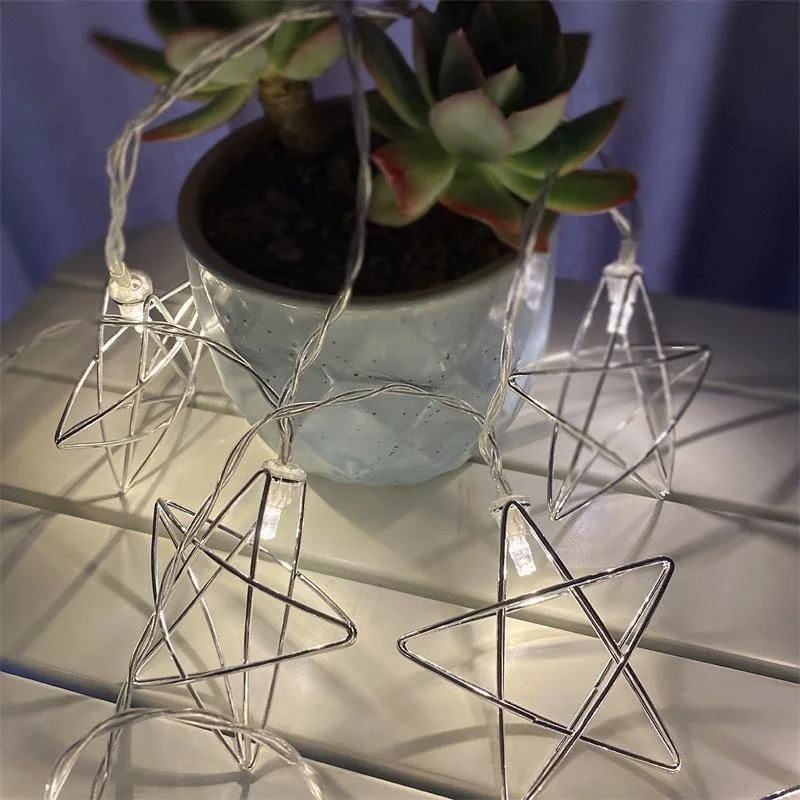 Top Sale Holiday Lighting   10 20   Led  1 m 2 m 3 m   Battery Operated  USB Silver  Star  String Lights  For Room Decoration