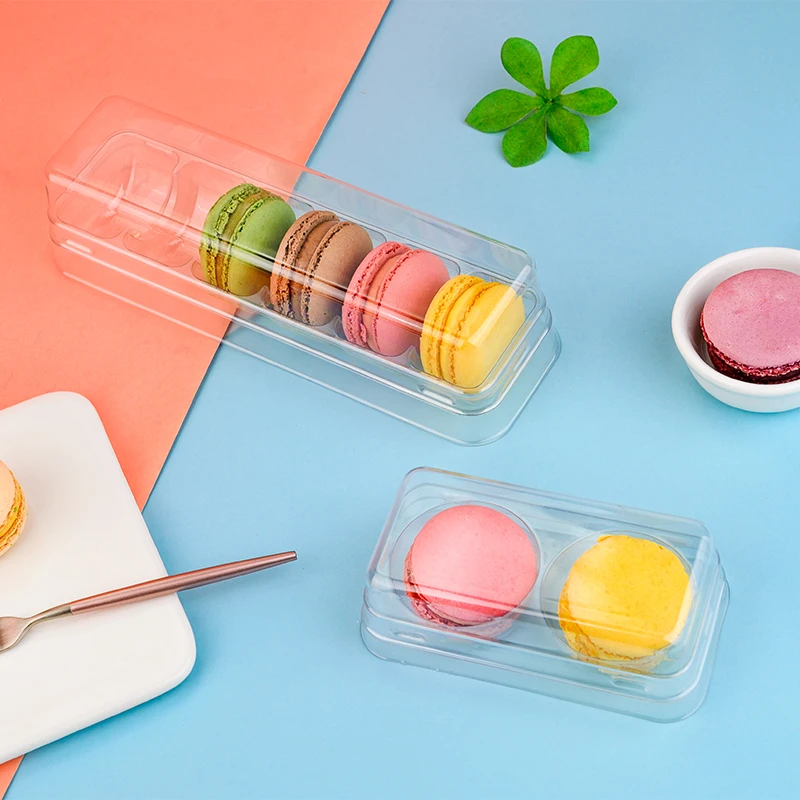PET Clear 6 Dividers Biscuits Bakery Packaging Box for Chocolate Truffle Treat Candy with Clear Lids Macaroon Boxes Cookie Box