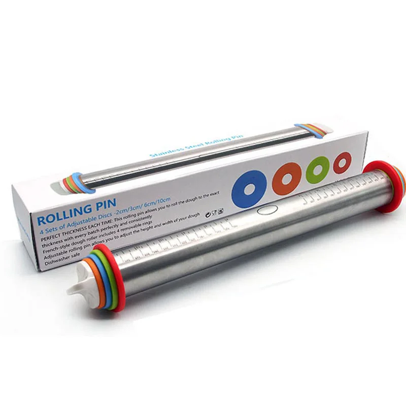 Многофункциональная Регулируемая длина роликовая скалка для теста из нержавеющей стали