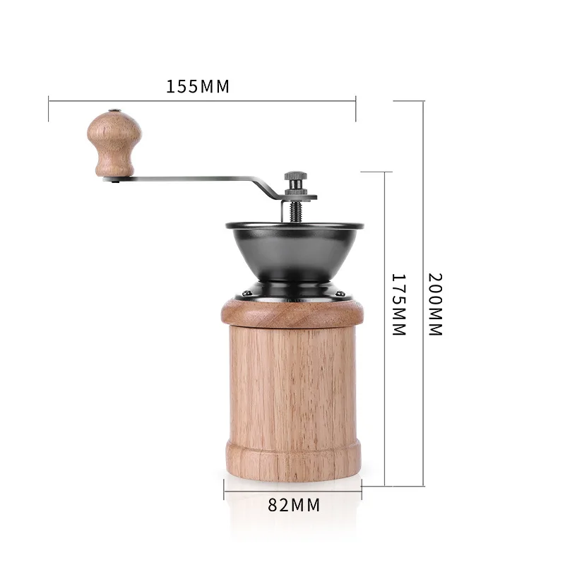 Wooden Manual Coffee Bean  Grinder Portable  Coffee Mill With Cast Iron