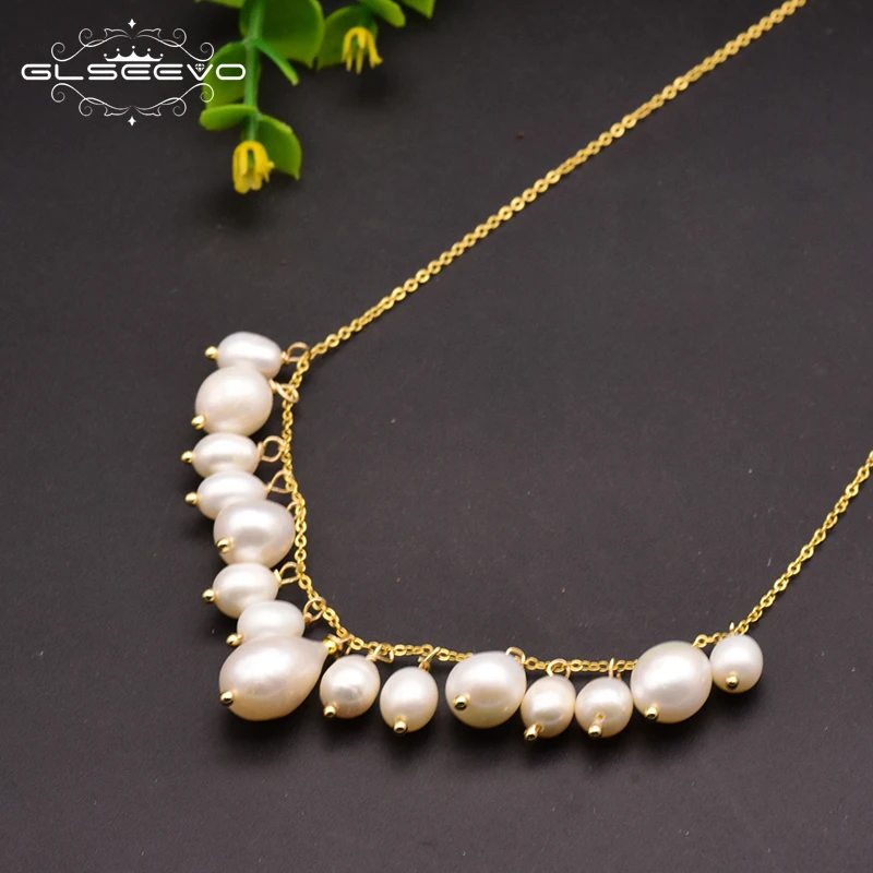 Natural Fresh Water Pearl Tassel Pendant Necklace For Women Wedding Party 925 Sterling Silver Jewelry