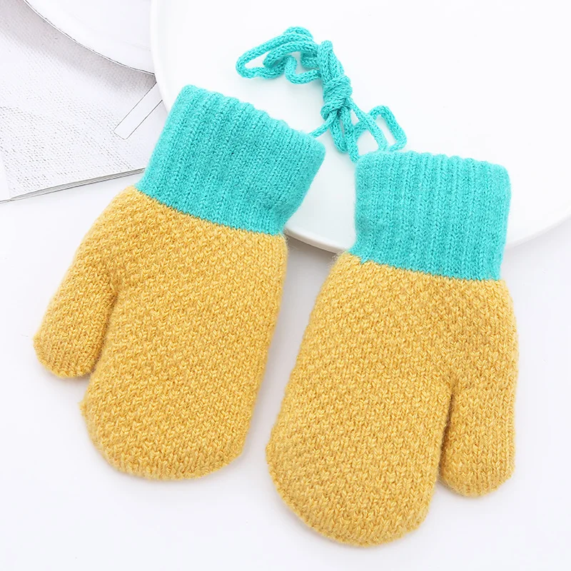 Solid Kids Winter Gloves Children Cold Weather Warm Stretchy Gloves Boys Girls Knit Gloves-0 to 3 years