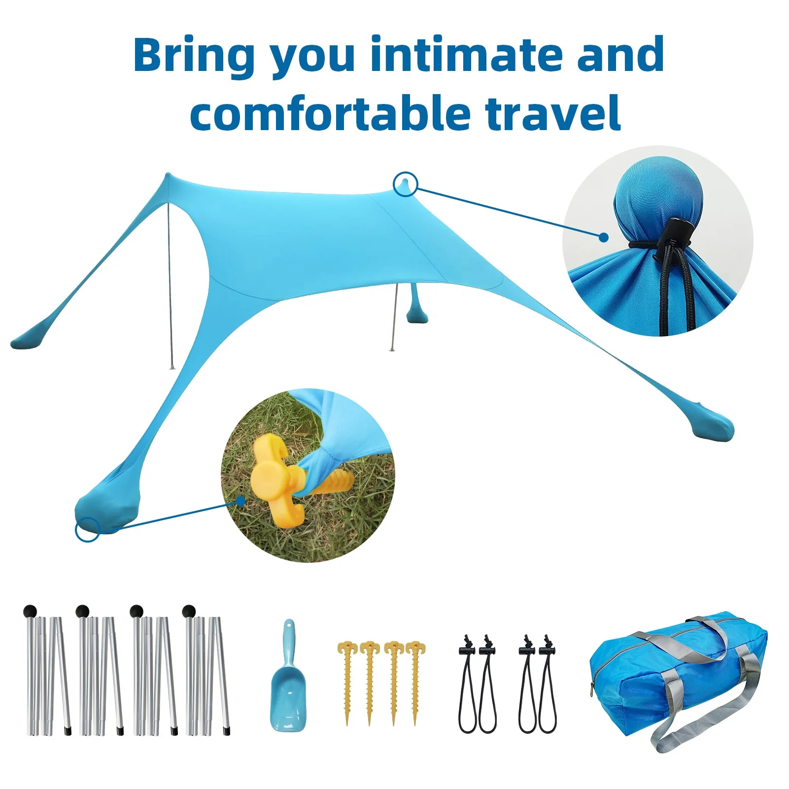 Factory large aluminum pole Wingle outdoor high flexibility seaside pool side garden Waterproof beach sunshade sail canopy