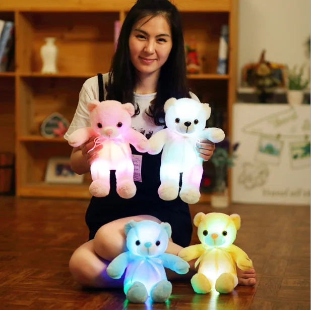 Светодиодный Мишка 30 см Led Плюшевые мишки мягкие животные плюшевые игрушки красочные светящиеся Teddy Bear Рождественский подарок для детей
