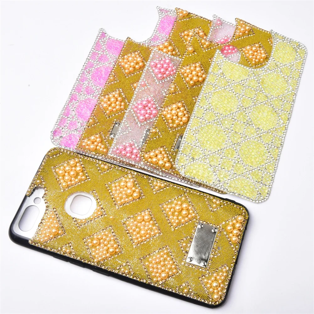 Wholesale Candy Colored Caviar Beads Rhinestone Diamond Pearl Self Adhesive Sticker For Cell Phone Case Back Glitter Decoration