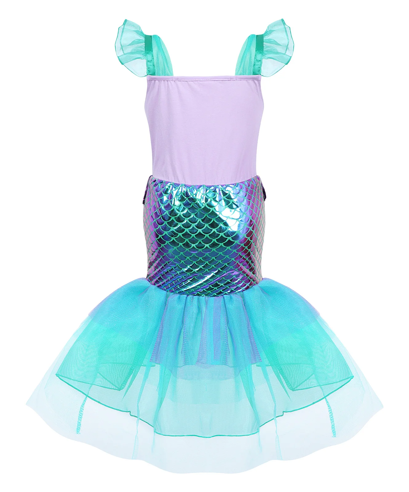Halloween Cosplay Beautiful Fish Suit Birthday Party Little Girl Princess Mermaid Costume With Wand And Necklace