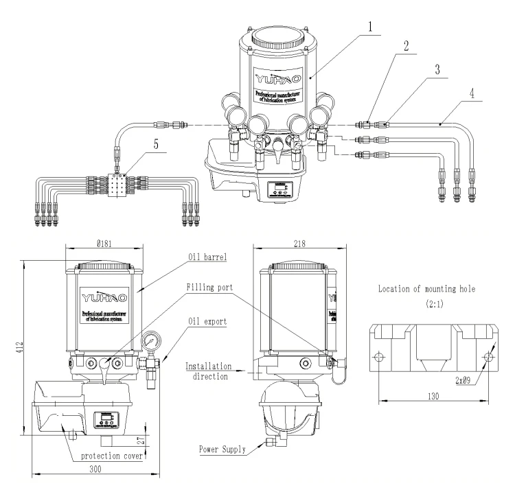 China supplier YUHAO Fully automatic lubricating oil pump gear pump dispenser pump central lubrication system for lathe machine