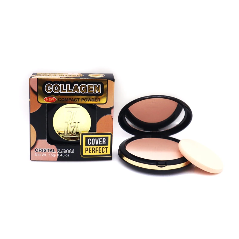 TLM Makeup Powder Suppliers 2 Colors Collagen Compact Powder Case Matte Pigment Mica Powder Long Lasting Flawless Pressed Powder