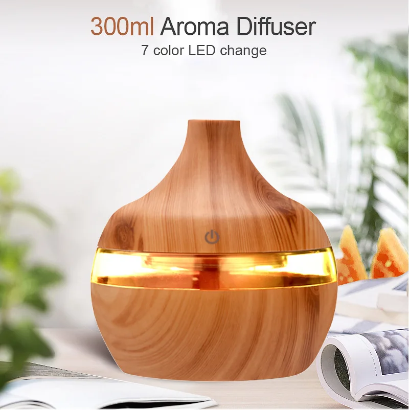 Portable Mini Car Air Home Appliance Good Quality Wood Grain Remote Control Essential Oil Diffuser Humidifier