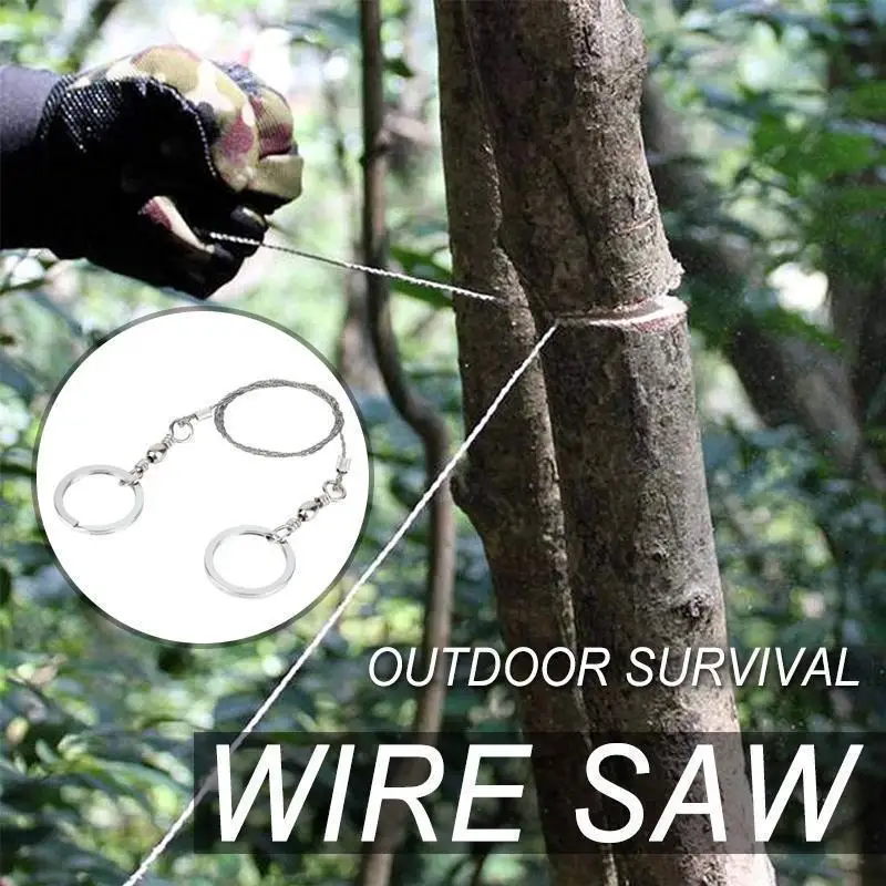 Outdoor Camping Saw Emergency Survival Gear Stainless Steel Wire Survival Tool Kit Hand Pocket Wire Saw for Camp Hiking Hunting