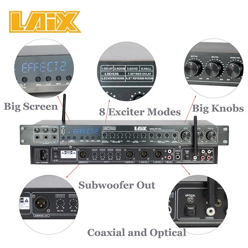  Laix LX-T8 Цифровой караоке-процессор студийный мастер-миксер со звуком Профессиональная музыка для диджея реверберация эффекты