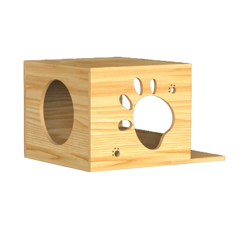 Solid Wood Sisal Column Cat Scratching Post Wall-mounted Cat Wooden Nest